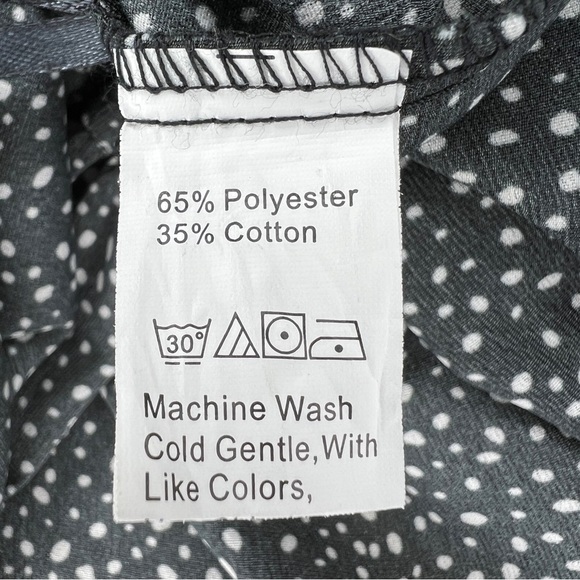 Black White Dot Print Ruffle Mini Skirt Retro Peasant Pull On Size 4 - Picture 5 of 6